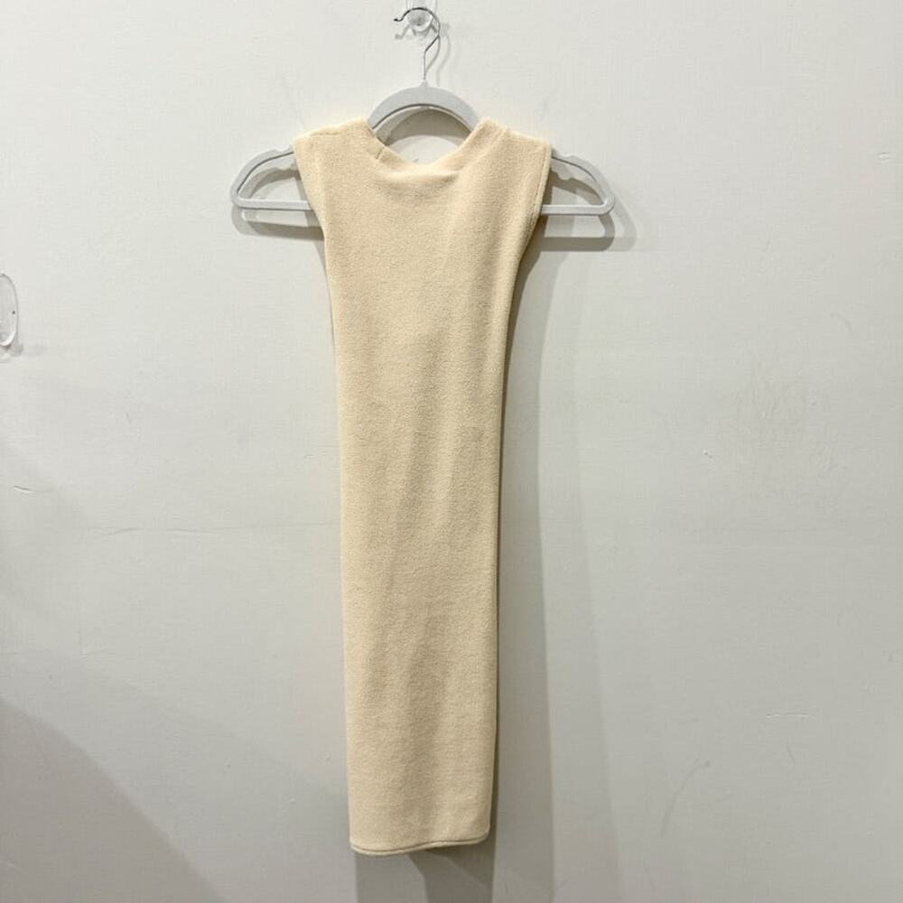 Courreges Paris Terry Sleeveles Front Twist Midi Dress Cream Women's Size XS